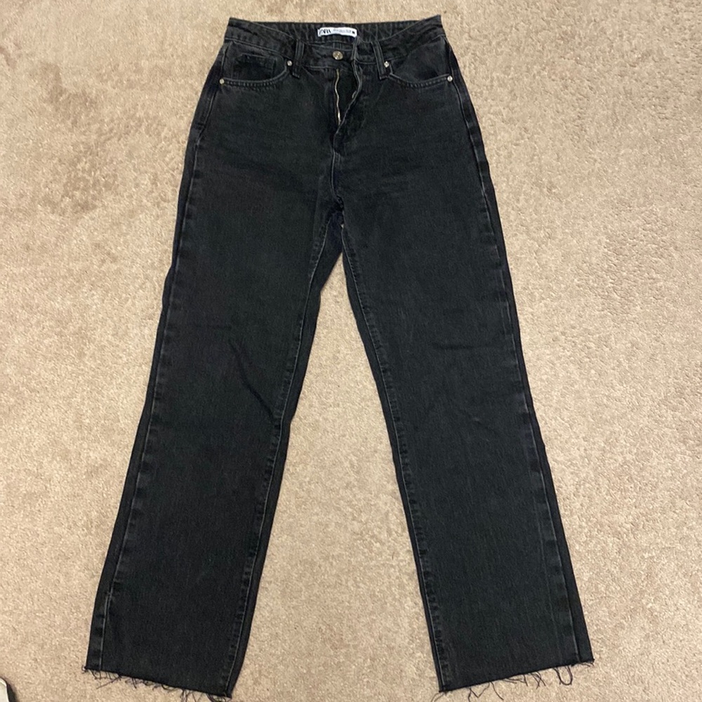 Zara high waisted flare black jeans